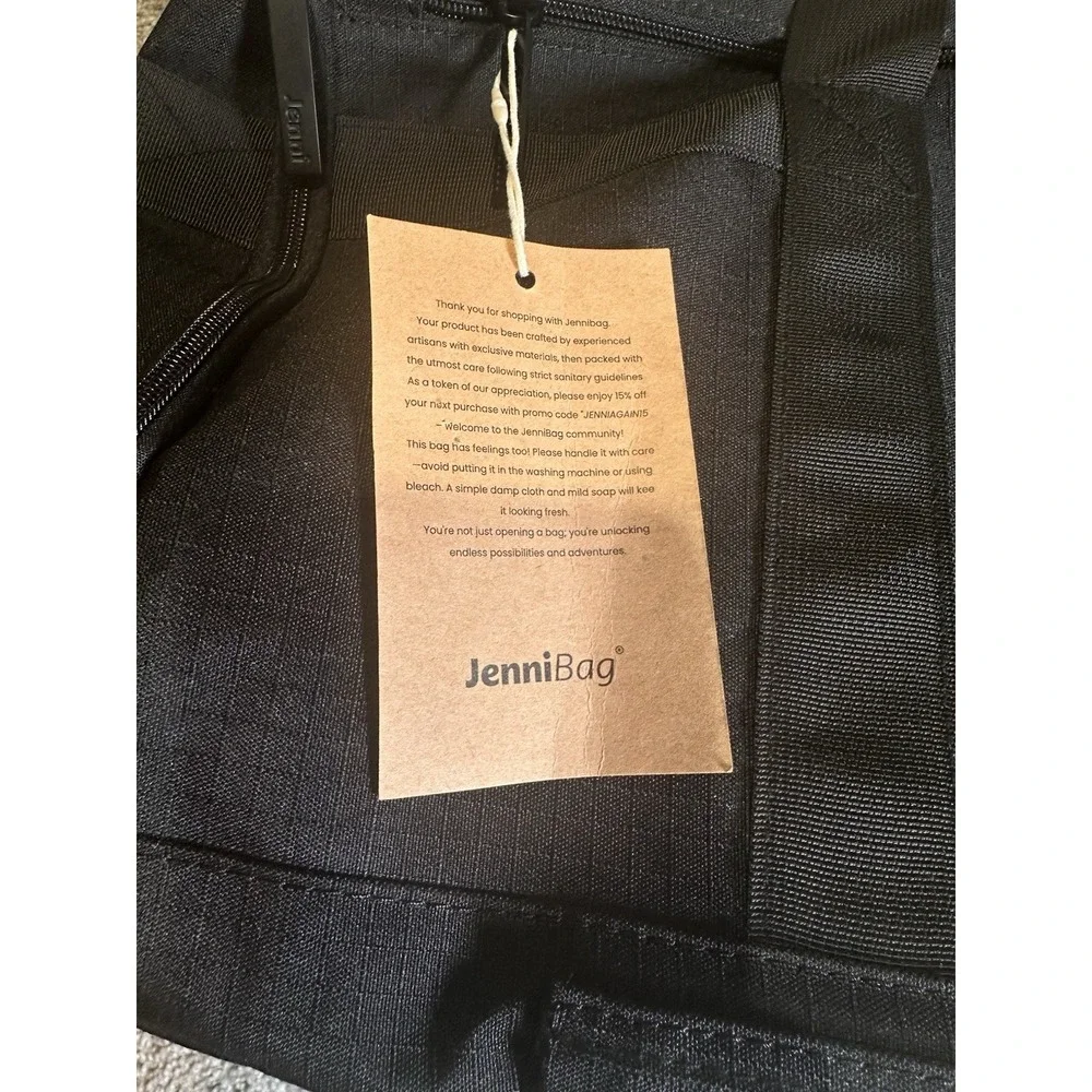 NEW JenniBag Black Large Travel Duffle Bag Weekender Carry On Luggage Tote